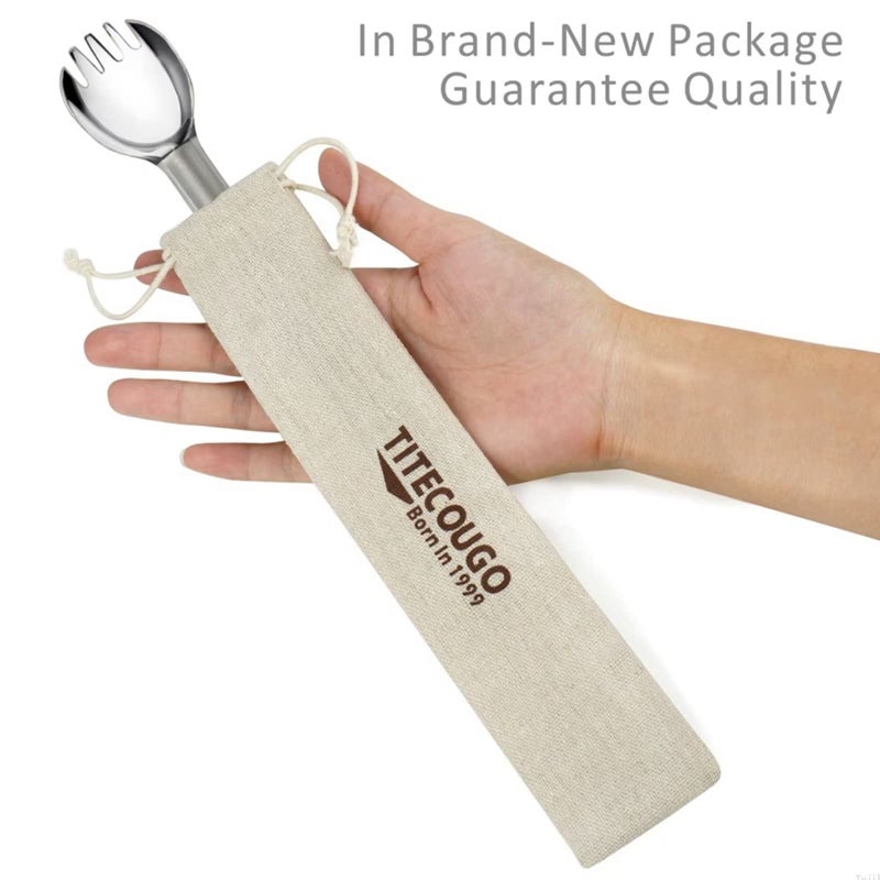 TITECOUGO Titanium Spork, Camping Long Spork Titanium Multitool Lightweight Camp Outdoors Hiking Travel Convenient Picnic Spoon Fork for Men Women Portable Flatware 1 pack - Image 4